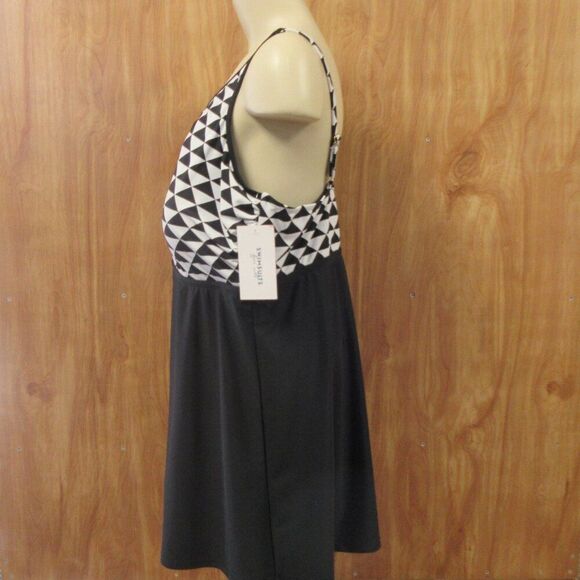SWIMSUITS FOR ALL Macrame High Neck Swimdress Size 22 Black White Geometric NWT - Picture 9 of 14